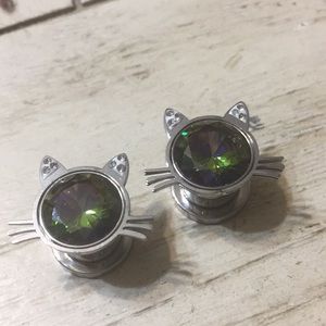 Cat plugs body jewelry